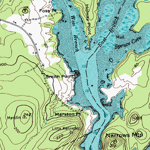 Topographic Map of Smith Point, ME