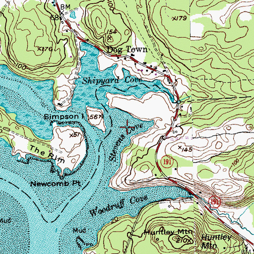 Topographic Map of Stevens Cove, ME
