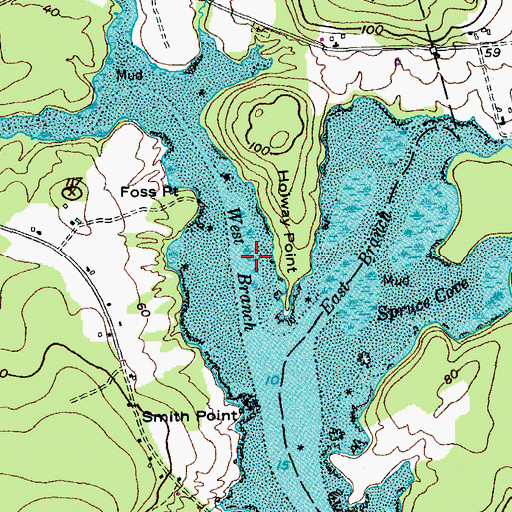 Topographic Map of West Branch Little Kennebec Bay, ME