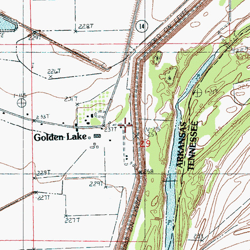 Topographic Map of Golden Lake, AR