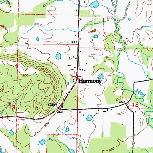 Topographic Map of Harmony, AR