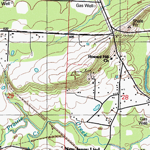Topographic Map of Howard Hill, AR