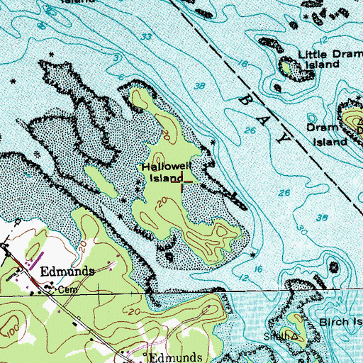 Topographic Map of Williams Island, ME