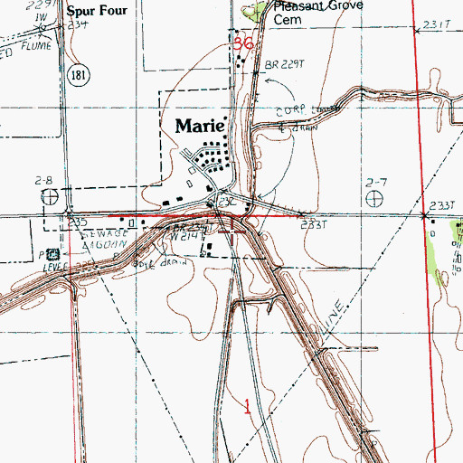 Topographic Map of Marie, AR