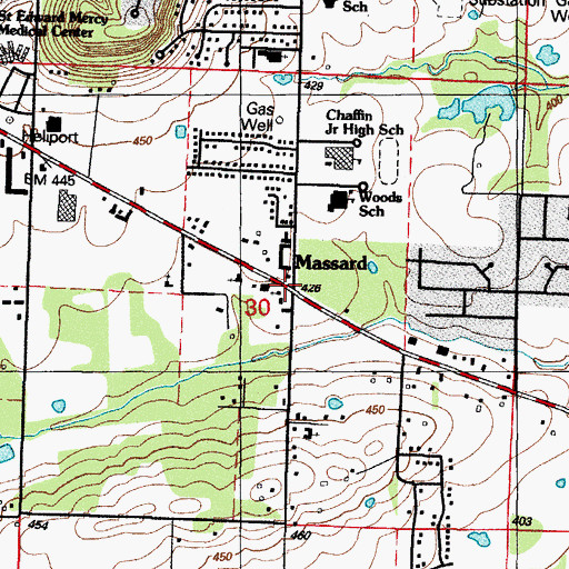 Topographic Map of Massard, AR