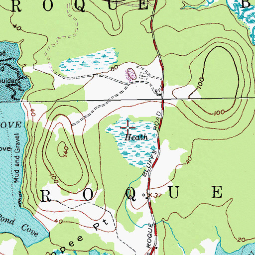 Topographic Map of Town of Roque Bluffs, ME