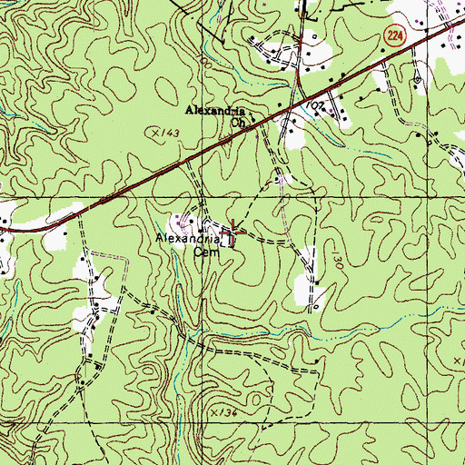 Topographic Map of Alexandria Cemetery, MD