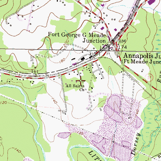 Topographic Map of All Saints Church, MD