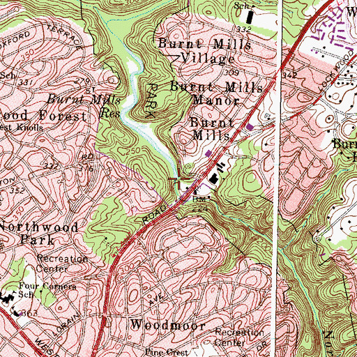 Topographic Map of Burnt Mills Reservoir, MD