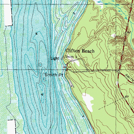 Topographic Map of Clifton Beach, MD