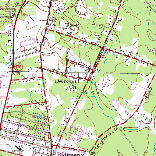 Topographic Map of Delmont United Methodist Church, MD