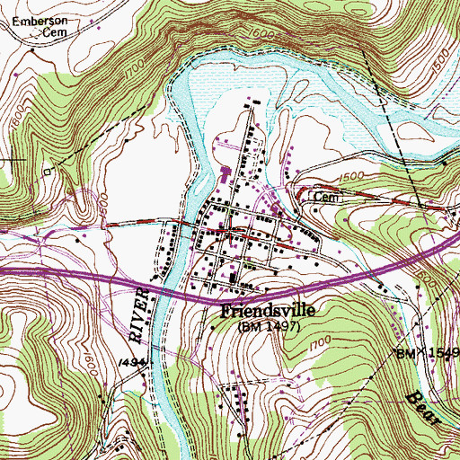 Topographic Map of Friendsville, MD