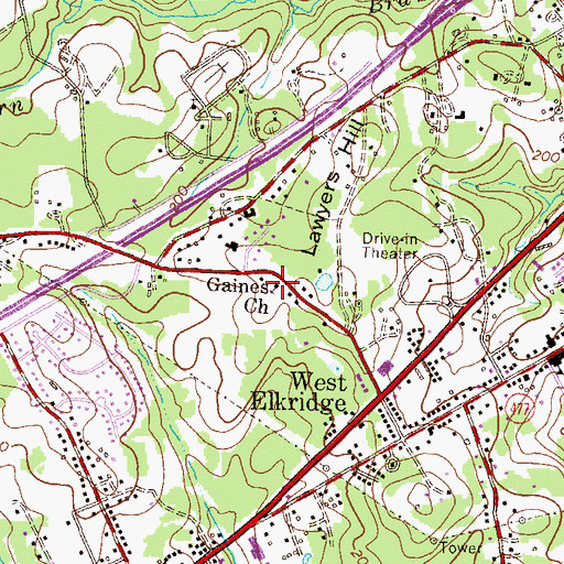 Topographic Map of Gaines African Methodist Episcopal Church, MD
