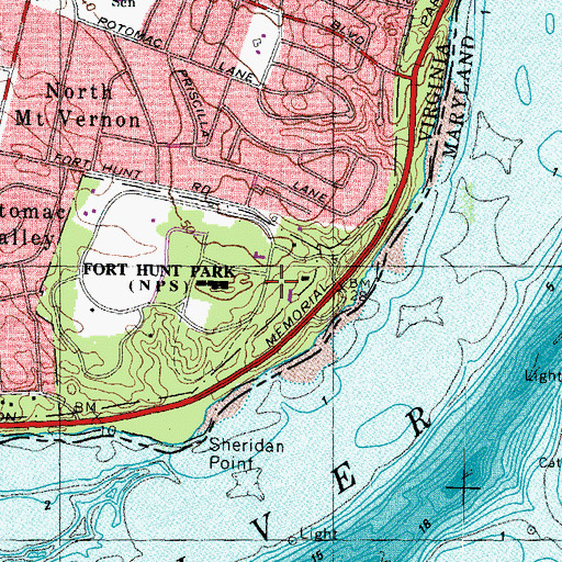 Topographic Map of George Washington Memorial Parkway, VA