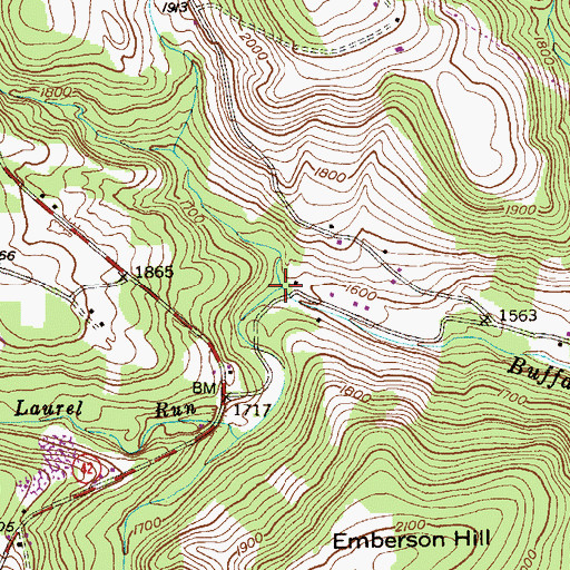 Topographic Map of Glade Run, MD