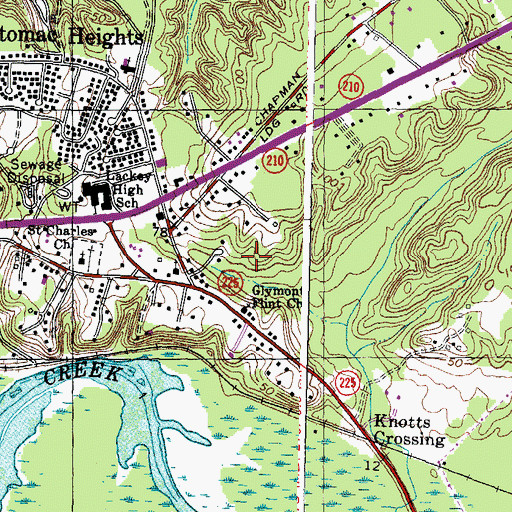 Topographic Map of Glymont Flint Church, MD