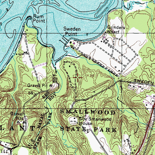 Topographic Map of Government Smallwood House, MD