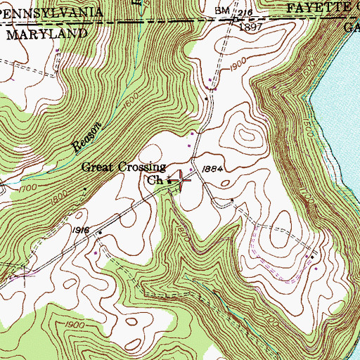 Topographic Map of Great Crossing Church, MD