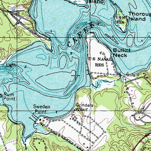 Topographic Map of Grinders Wharf, MD