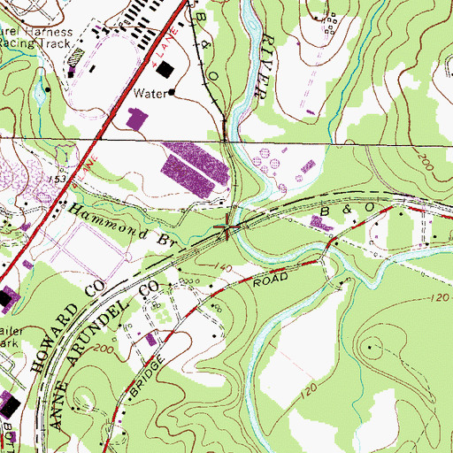 Topographic Map of Hammond Branch, MD