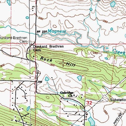 Topographic Map of Rock Hill, AR