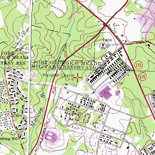Topographic Map of Hospital Chapel Cemetery, MD