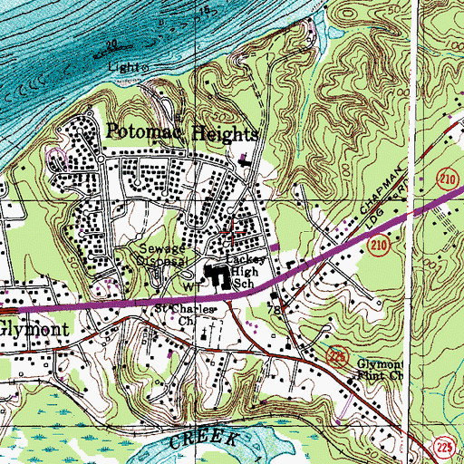 Topographic Map of Lackey High School, MD