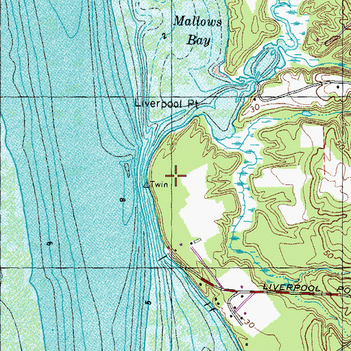 Topographic Map of Liverpool Point, MD