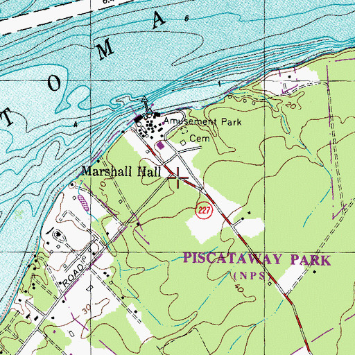 Topographic Map of Marshall Hall, MD