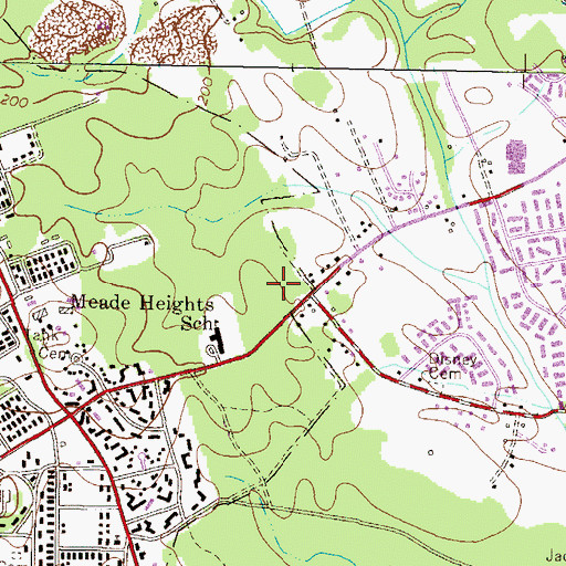 Topographic Map of Meade Heights Elementary School, MD