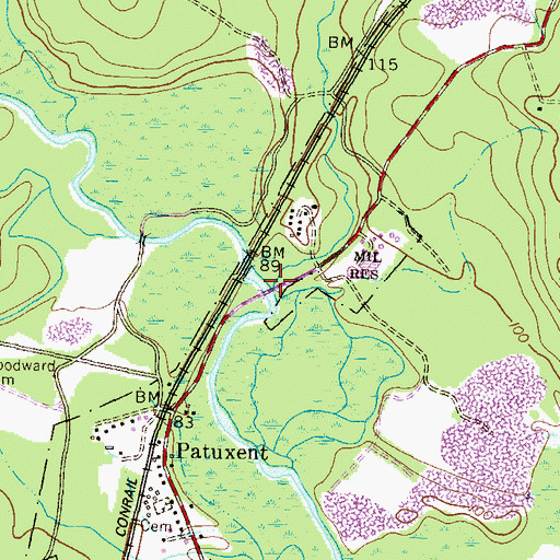 Topographic Map of Midway Branch, MD