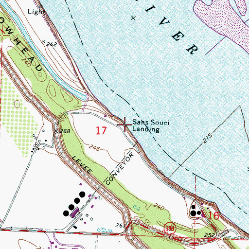 Topographic Map of Sans Souci Landing, AR