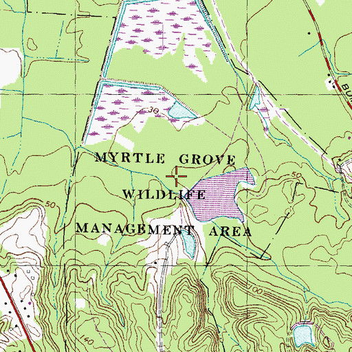 Topographic Map of Myrtle Grove Wildlife Management Area, MD