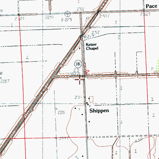 Topographic Map of Shippen, AR