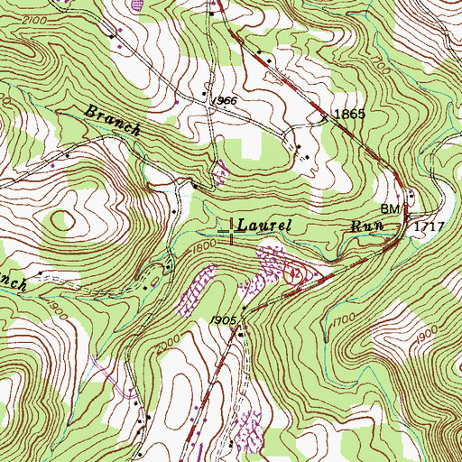 Topographic Map of North Branch Laurel Run, MD