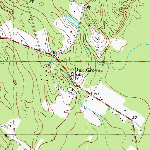 Topographic Map of Oak Grove School, MD