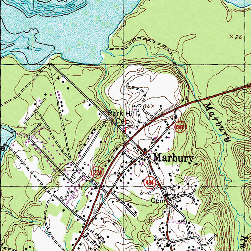 Topographic Map of Park Hill Cemetery, MD