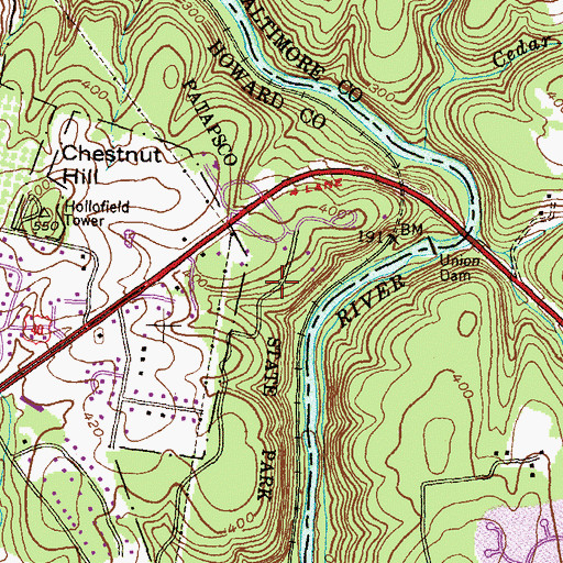Topographic Map of Patapsco State Park, MD