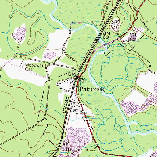 Topographic Map of Patuxent, MD