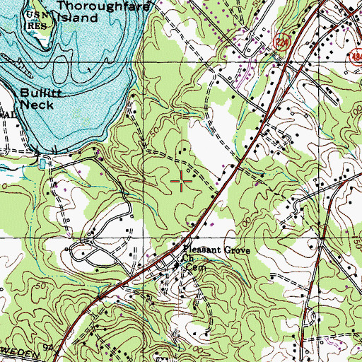 Topographic Map of Pleasant Grove Church, MD