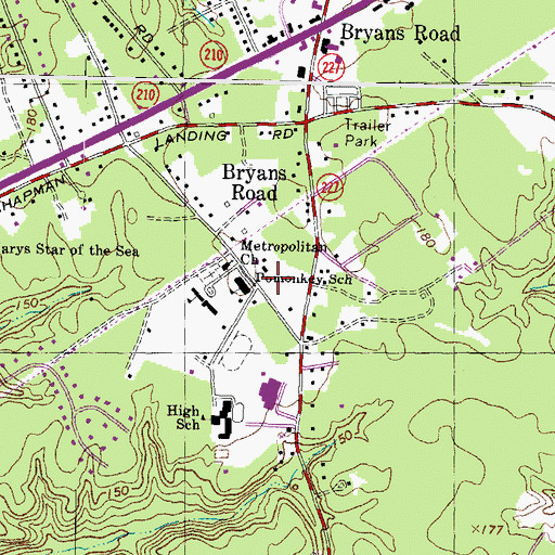 Topographic Map of Pomonkey School, MD