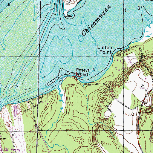 Topographic Map of Poseys Wharf, MD