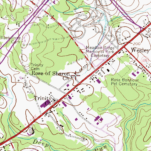 Topographic Map of Rose of Sharon Baptist Church, MD