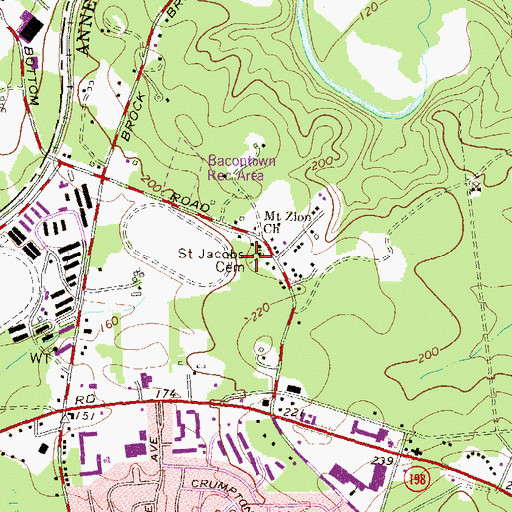 Topographic Map of Saint Jacobs Cemetery, MD