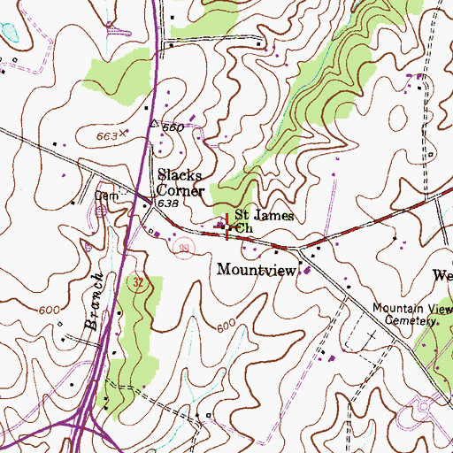 Topographic Map of Saint James United Methodist Church, MD
