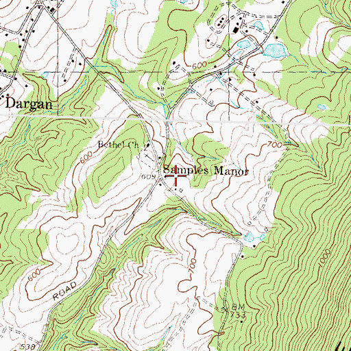 Topographic Map of Samples Manor, MD