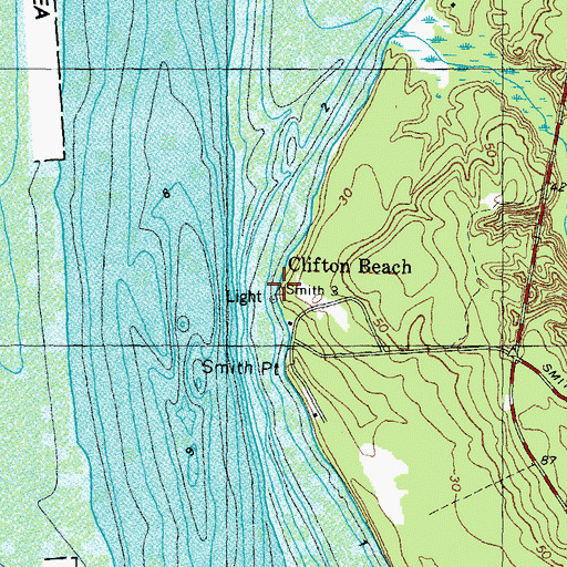 Topographic Map of Smith Point, MD