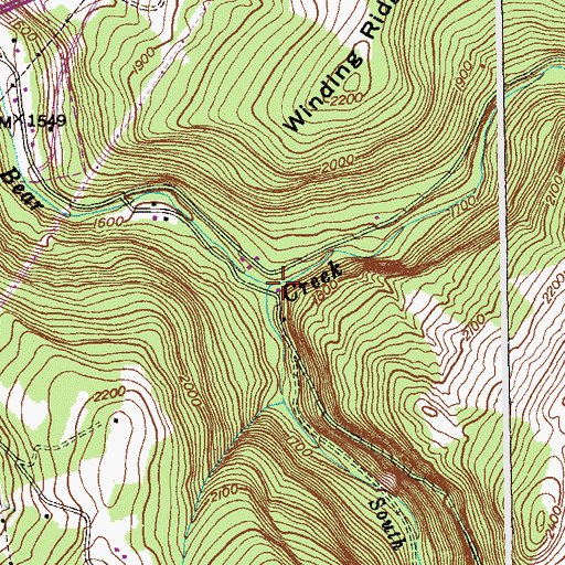 Topographic Map of South Branch Bear Creek, MD