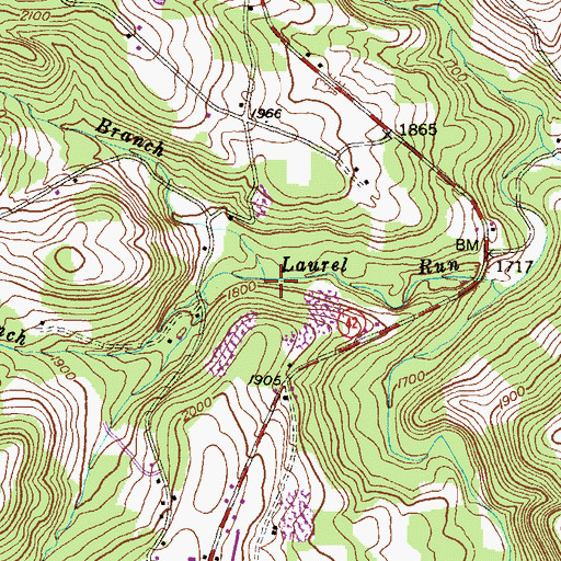Topographic Map of South Branch Laurel Run, MD