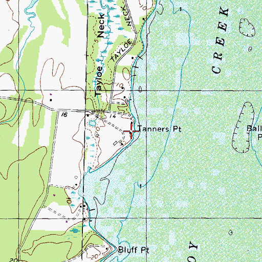 Topographic Map of Tanners Point, MD